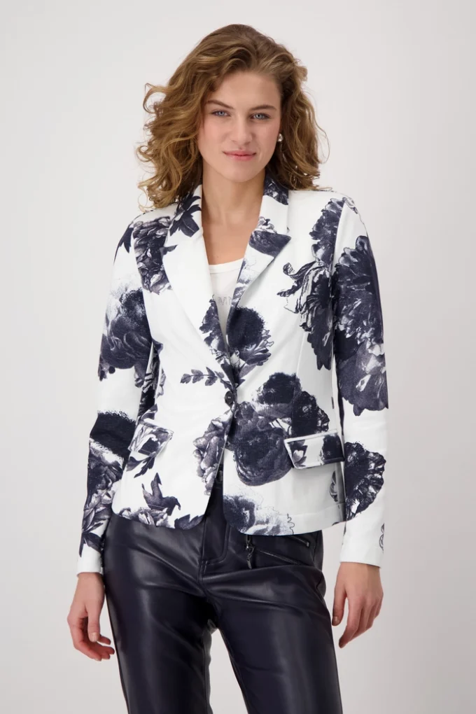 Monari- Blazer with Floral Print- Deep Ocean