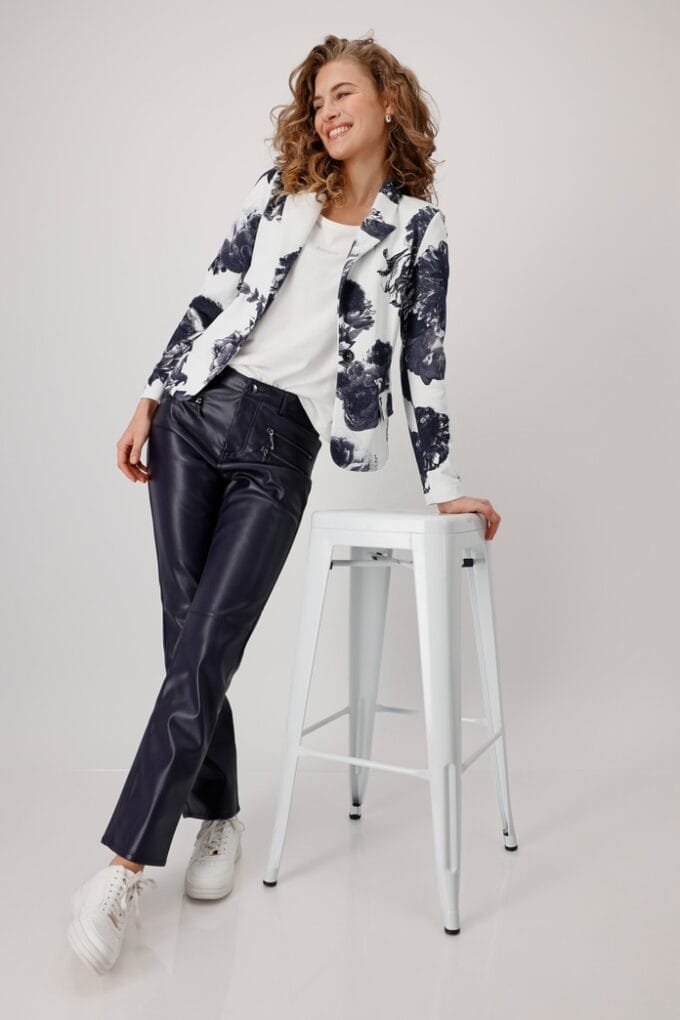 Monari- Blazer with Floral Print- Deep Ocean - Image 7