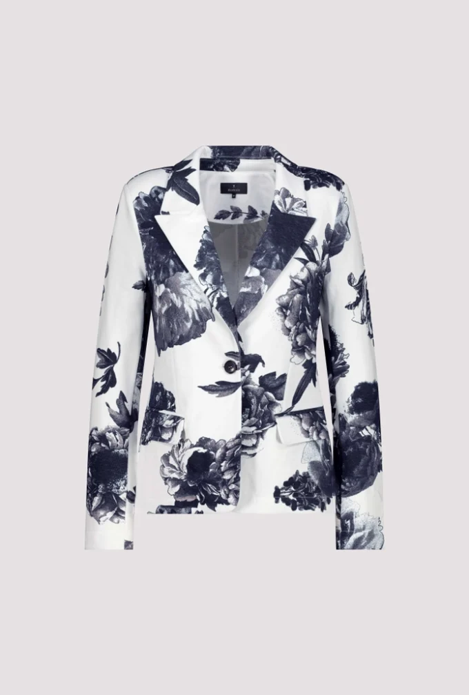 Monari- Blazer with Floral Print- Deep Ocean - Image 8