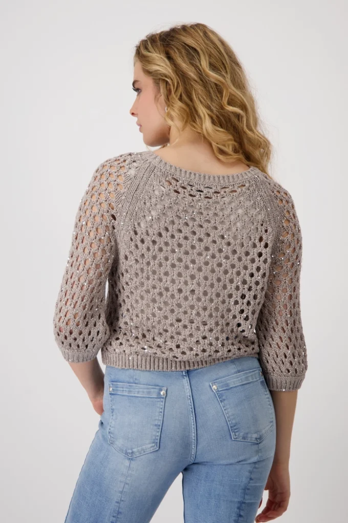 Monari-Sweater sequin Yarn- Dark Linen - Image 4