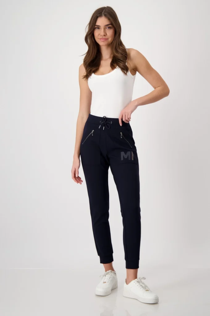 Monari-Jogging Bottoms With Rhinestones- Deep Ocean - Image 2