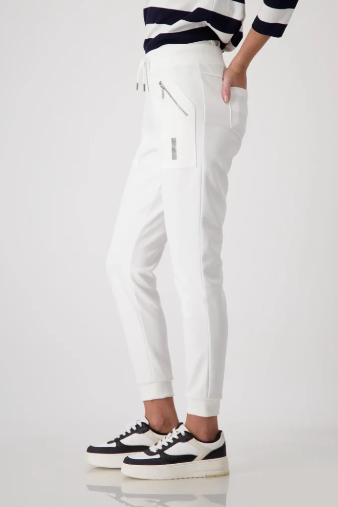 Monari-Jogging Bottoms with Rhinestones -white - Image 5