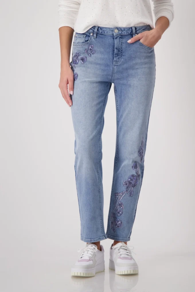 Monari- Jeans with Lace Embroidery