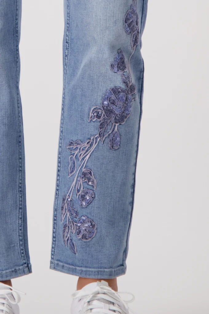 Monari- Jeans with Lace Embroidery - Image 7