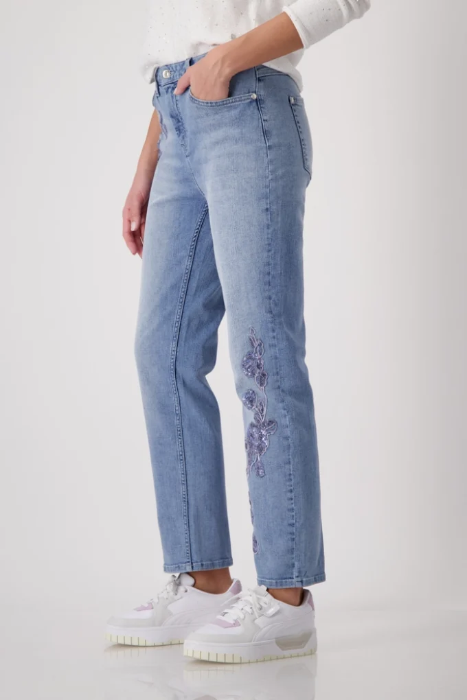Monari- Jeans with Lace Embroidery - Image 5