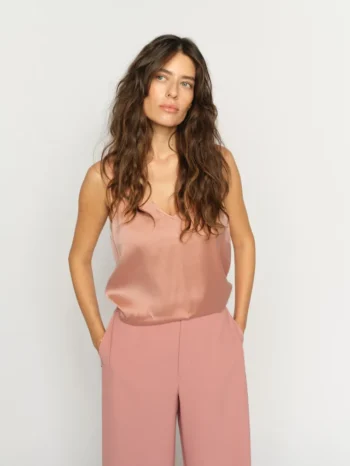 Mos Mosh- Astrid V-neck Silk Tank Top- Ecru
