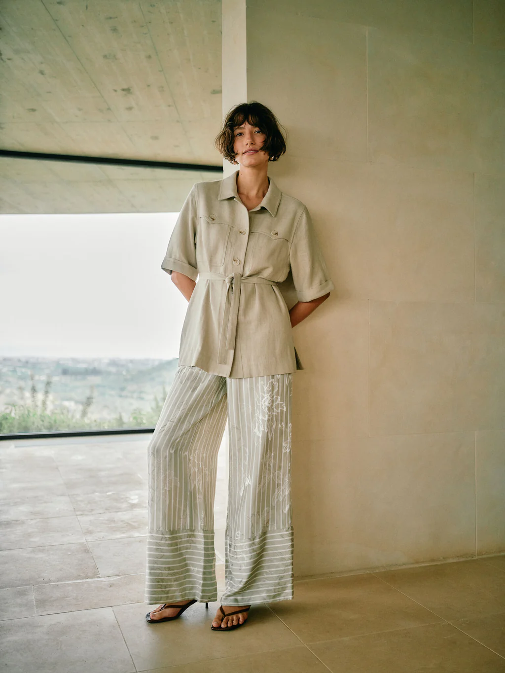 Mos Mosh- Biby Flawo Stripe Pants- Moss Gray - Image 4