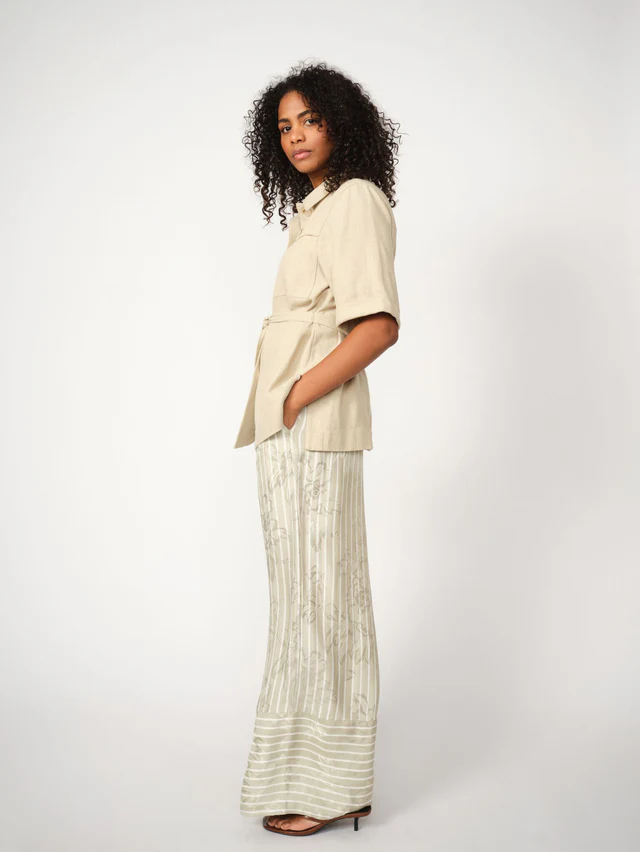 Mos Mosh- Biby Flawo Stripe Pants- Moss Gray - Image 3