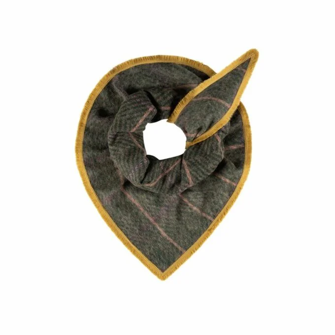 Pom Amsterdam-SHAWL-Blocked Khaki Green - Image 3