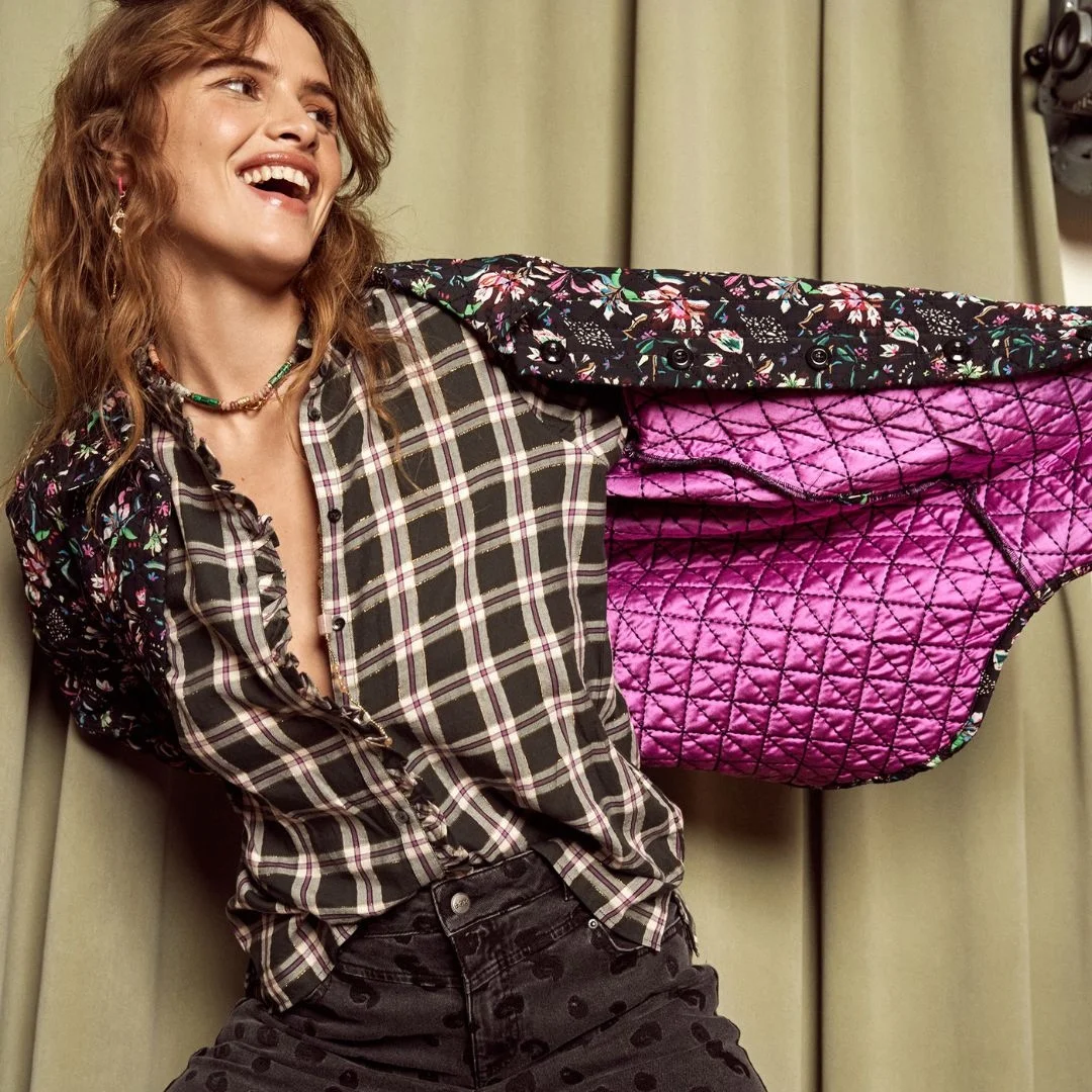 Pom Amsterdam- Blouse- Check Anthracite - Image 4