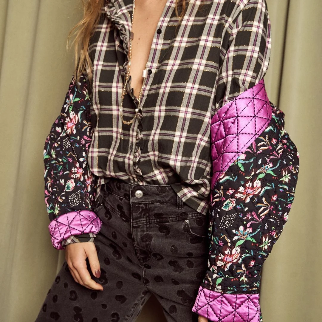 Pom Amsterdam- Blouse- Check Anthracite