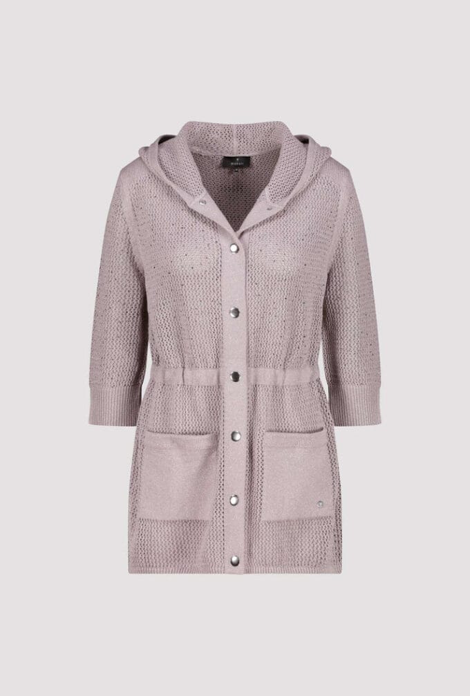Monari- Jacket  zip Cardigan with Hoodies- Dark linen - Image 2
