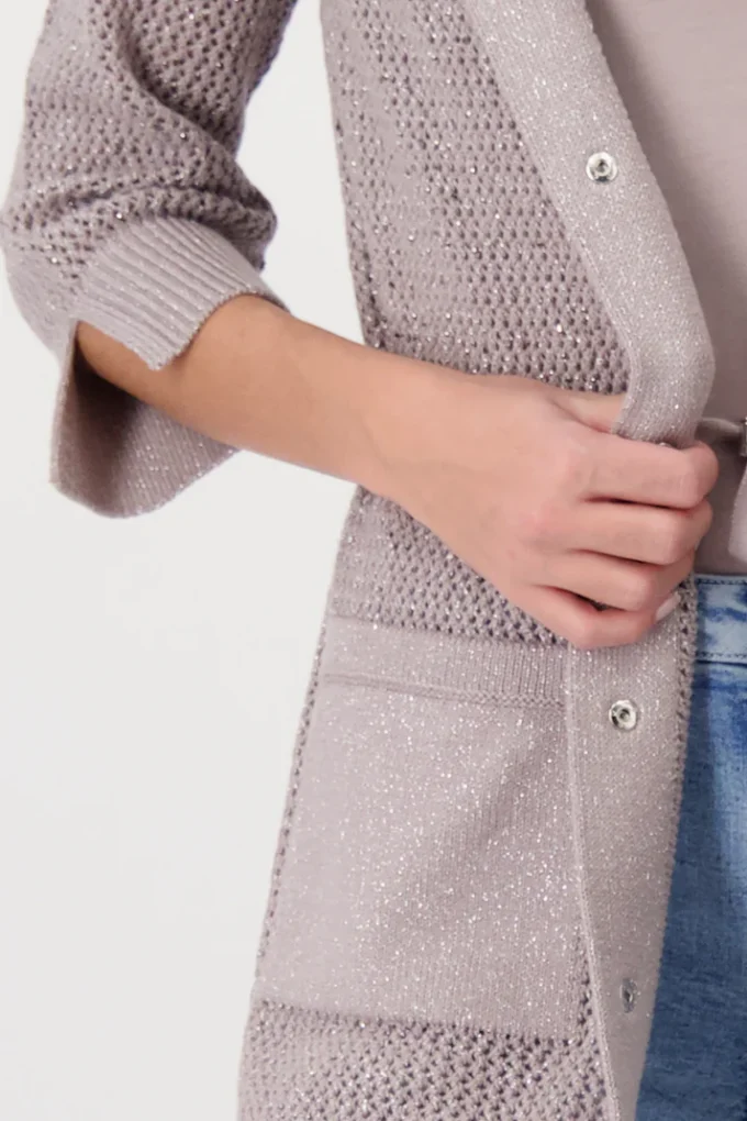 Monari- Jacket  zip Cardigan with Hoodies- Dark linen - Image 7