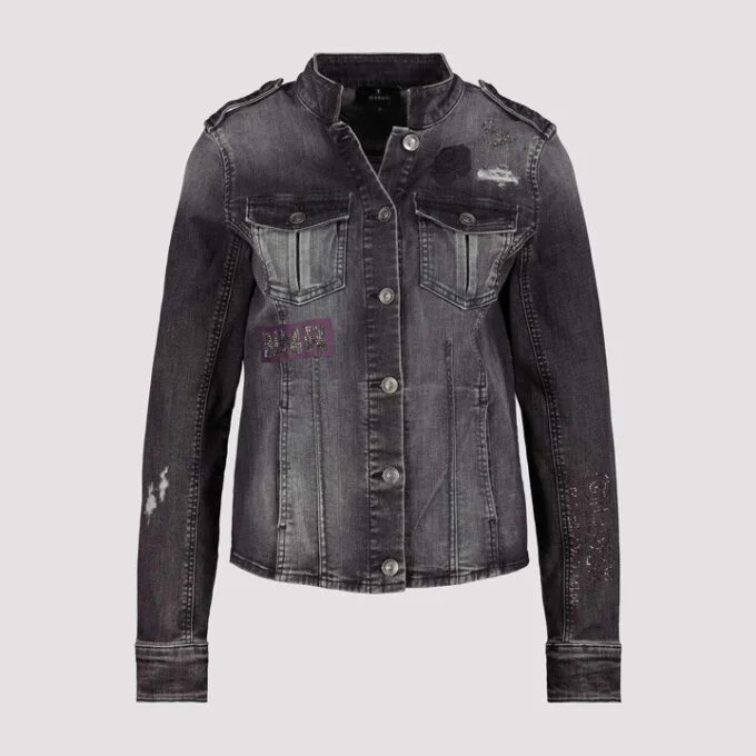 Monari- Denim Jacket with Embroidery and Jewelry writing - Image 2