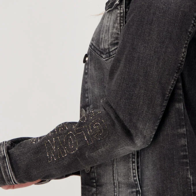 Monari- Denim Jacket with Embroidery and Jewelry writing - Image 3