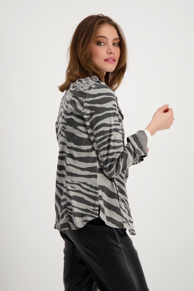 Monari- Shirt Collar Jacket- Steel - Image 3