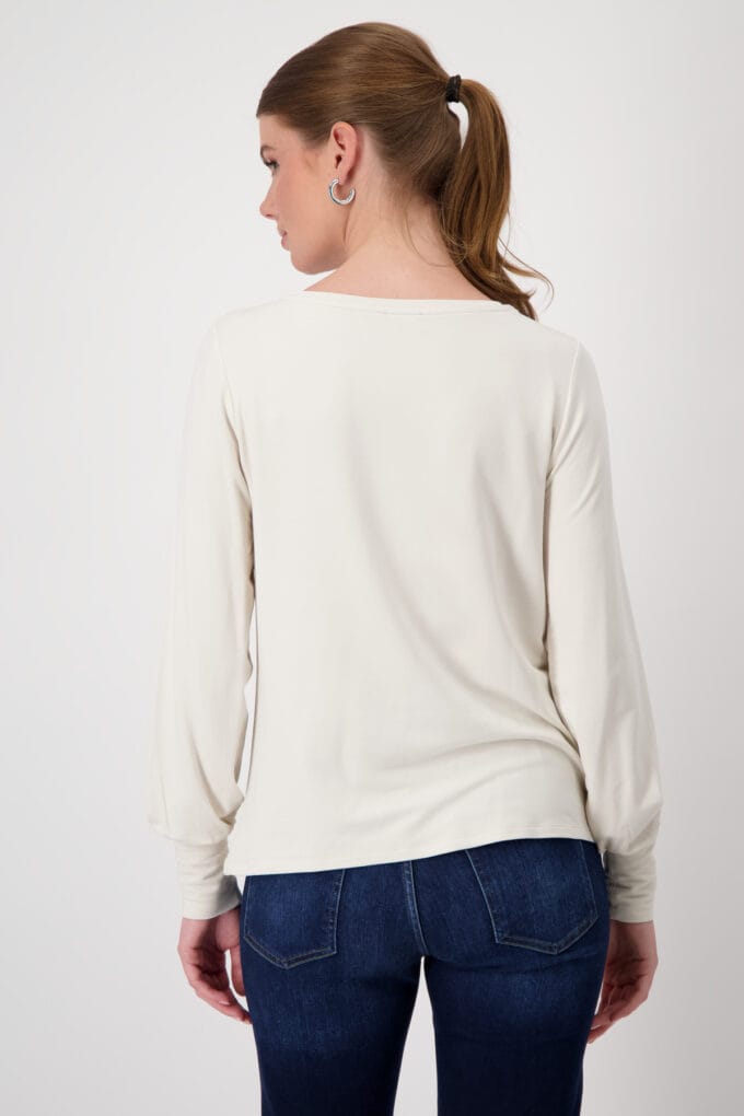 Monari- Round neck Long Sleeves T-Shirt- Sandshell - Image 5