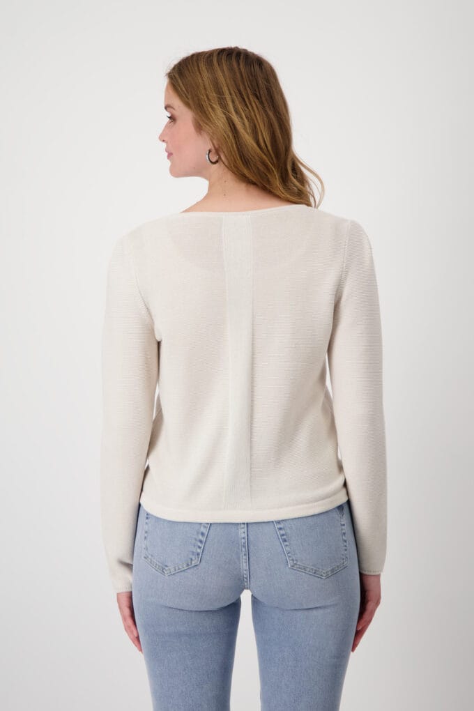 Monari- Round neck Zip Jacket- Sandshell - Image 4