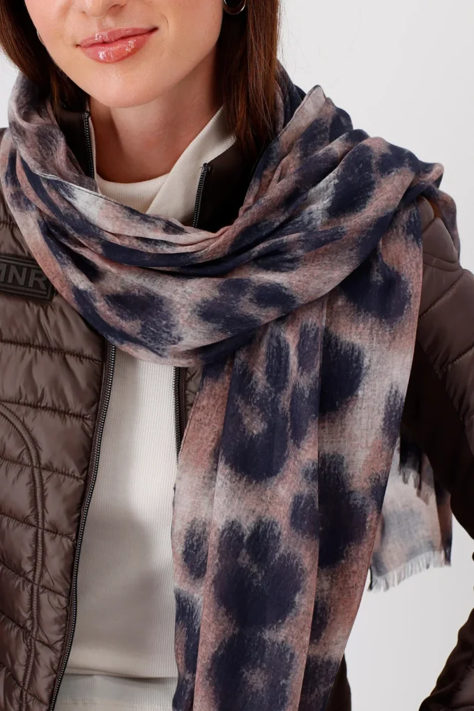 Monari- Animal print Scarf-Milk Chocolate - Image 4