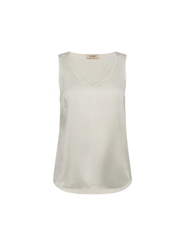 Mos Mosh- Astrid V-neck Silk Tank Top- Ecru - Image 4