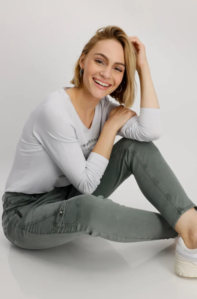 Monari- Cargo Statement Trouser -Forest Green - Image 5