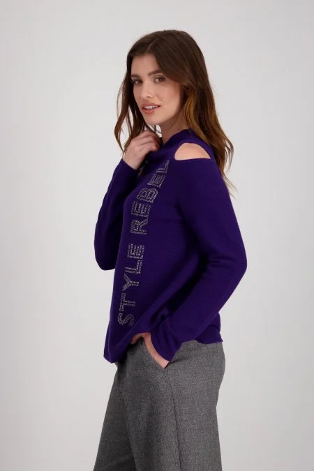 Monari-Cut Out Sweater -Ink (Dark Purple) - Image 4