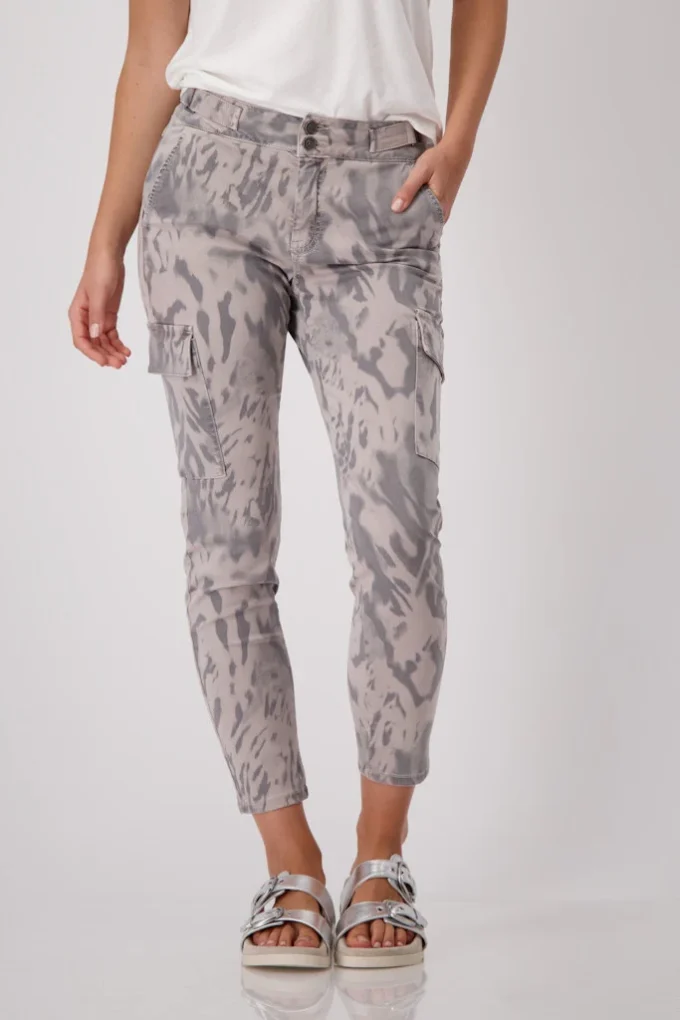 Monari-Pants- Tiger Druck- Dark Linen