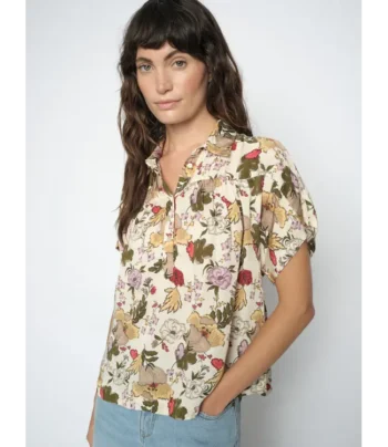 Mos Mosh- Wine Flower Blouse- Ecru
