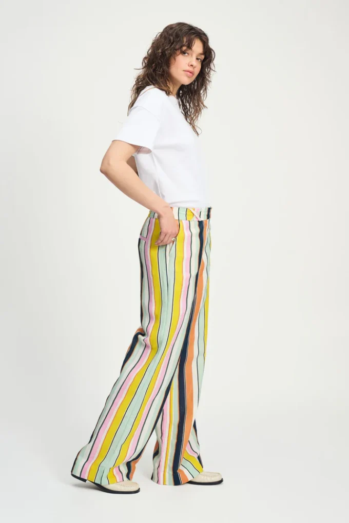 Pom Amsterdam- Pants- Paradise Stripes Linen - Image 2