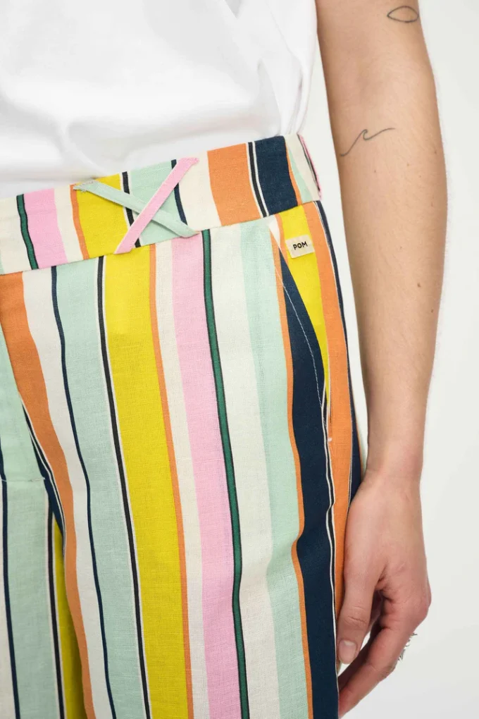 Pom Amsterdam- Pants- Paradise Stripes Linen - Image 5