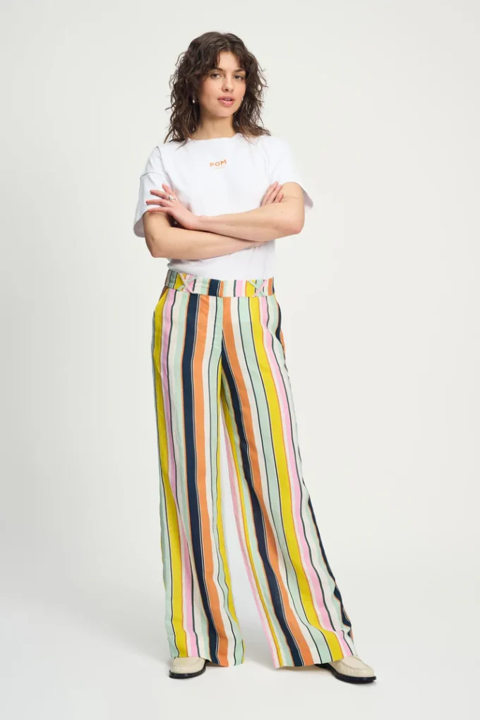 Pom Amsterdam- Pants- Paradise Stripes Linen