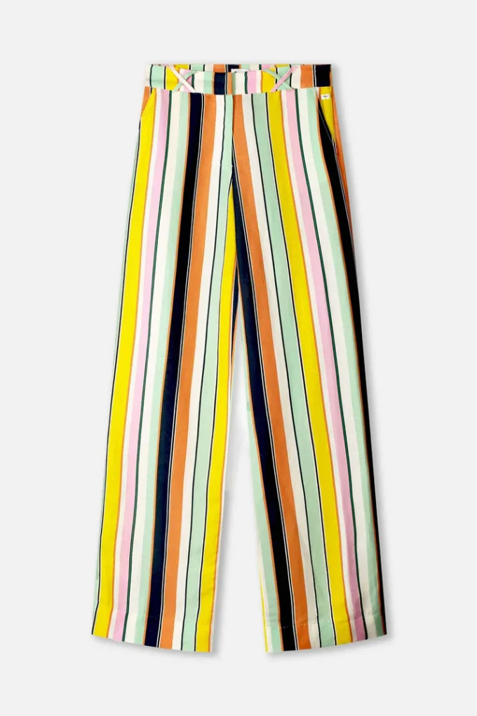 Pom Amsterdam- Pants- Paradise Stripes Linen - Image 6